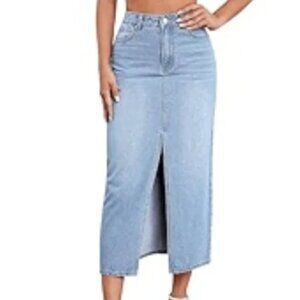 Velvet Heart Paulina Midi Jean Skirt Large